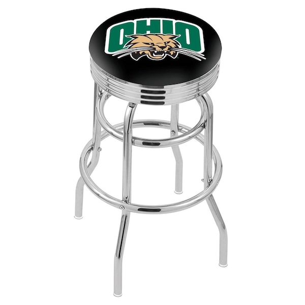Holland Bar Stool Co 30" Chrome 2-Ring Ohio University Swivel Bar Stool, Accent Ring - L7C3C30UNIVOH