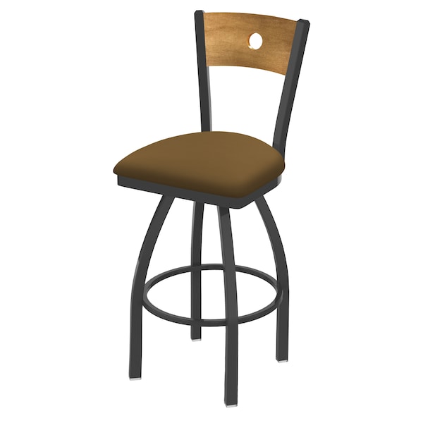 Holland Bar Stool Co 30" Swivel Counter Stool, Bronze Finish, Med Back, Canter Saddle Seat - 83030PWMEDMPLB012