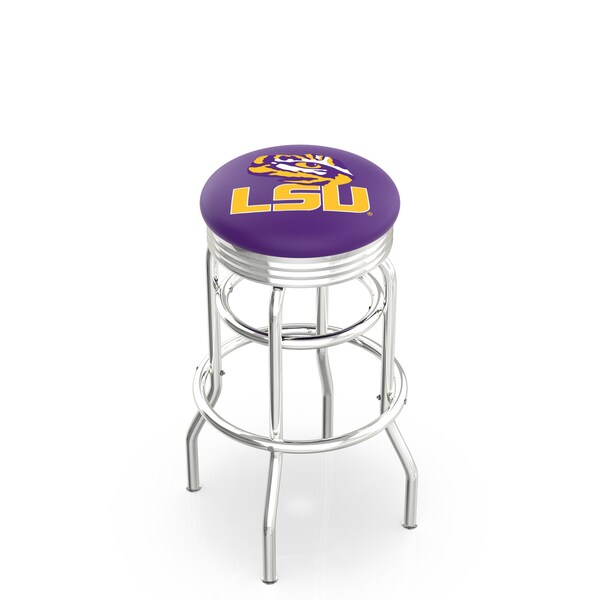 Holland Bar Stool Co 25" Chrome 2-Ring Louisiana State Swivel Bar Stool, Accent Ring - L7C3C25LASTUN