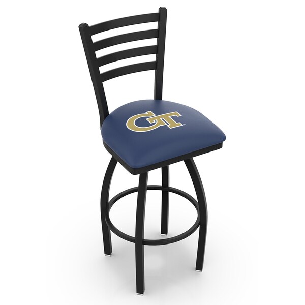Holland Bar Stool Co 25" Blk Wrinkle Georgia Tech Swivel Bar Stool, Ladder Back - L01425GATECH