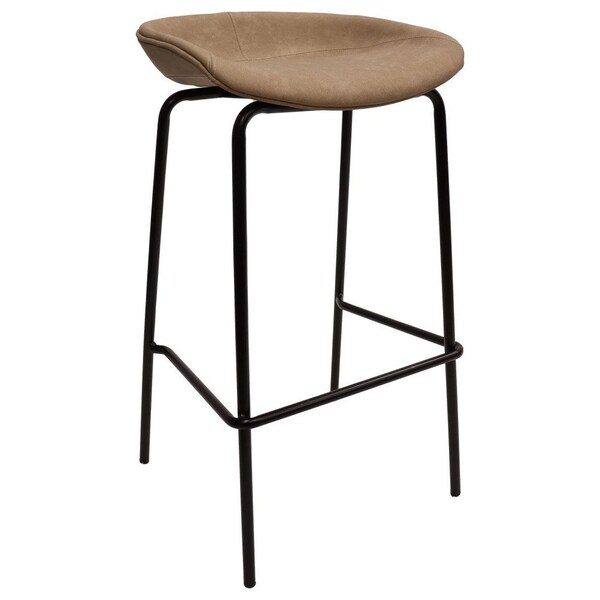 Leisuremod Servos Barstool with Upholstered Faux Leather Seat and Powder Coated Iron Frame, Sand Brown - SSBL-18LBR