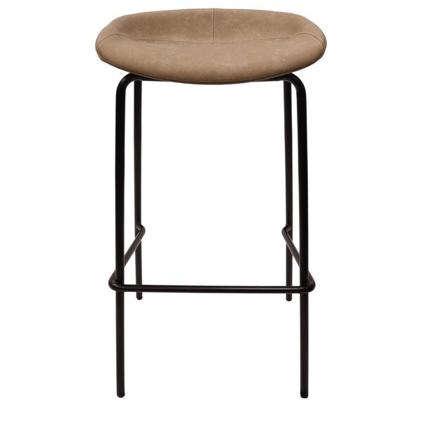 Leisuremod Servos Barstool with Upholstered Faux Leather Seat and Powder Coated Iron Frame, Sand Brown - SSBL-18LBR