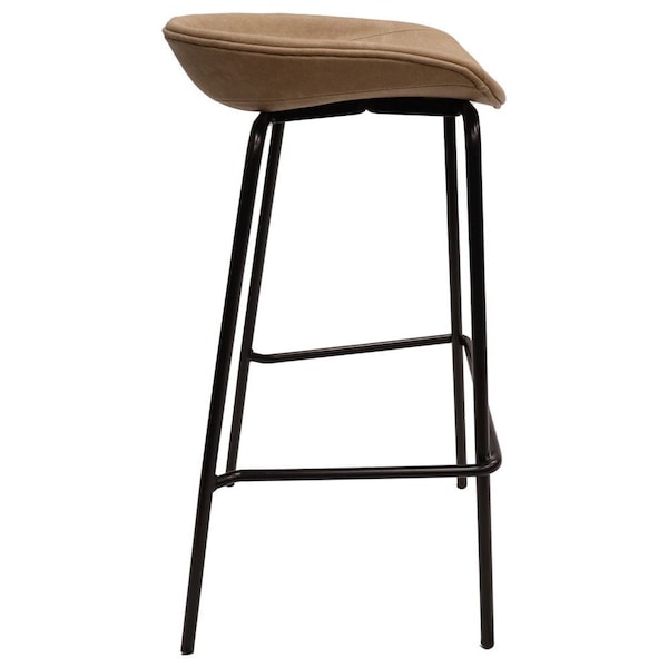 Leisuremod Servos Barstool with Upholstered Faux Leather Seat and Powder Coated Iron Frame, Sand Brown - SSBL-18LBR