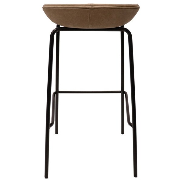 Leisuremod Servos Barstool with Upholstered Faux Leather Seat and Powder Coated Iron Frame, Sand Brown - SSBL-18LBR