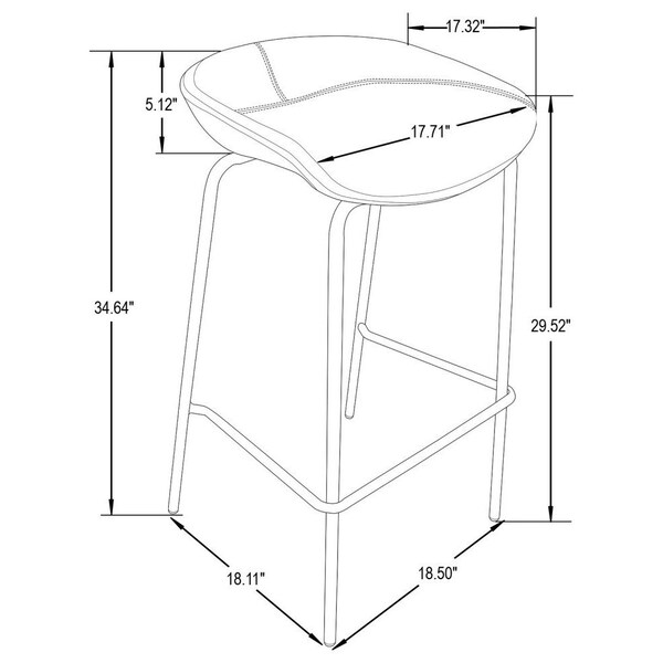 Leisuremod Servos Barstool with Upholstered Faux Leather Seat and Powder Coated Iron Frame, Sand Brown - SSBL-18LBR