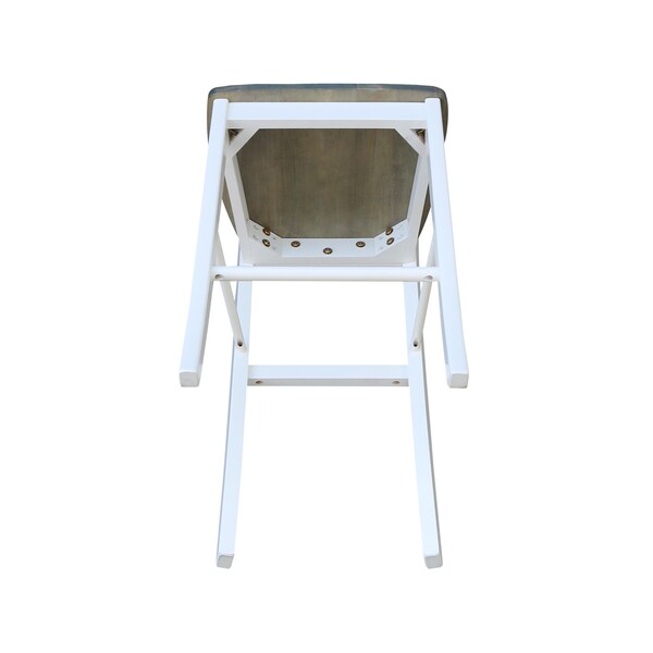 International Concepts X-back BarHeight Stool, 30" Seat Height, White/Heather Gray - S05-6133