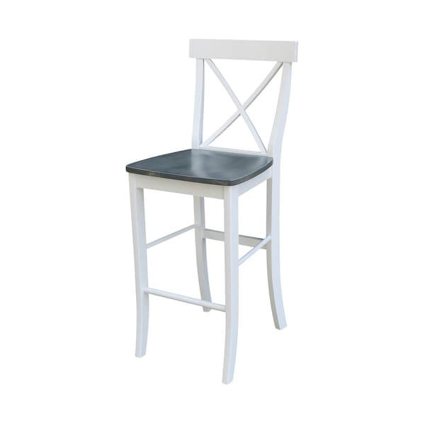 International Concepts X-back BarHeight Stool, 30" Seat Height, White/Heather Gray - S05-6133
