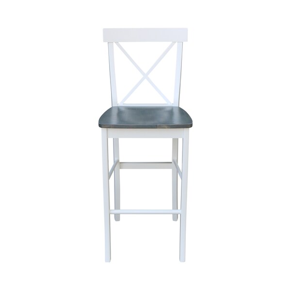 International Concepts X-back BarHeight Stool, 30" Seat Height, White/Heather Gray - S05-6133