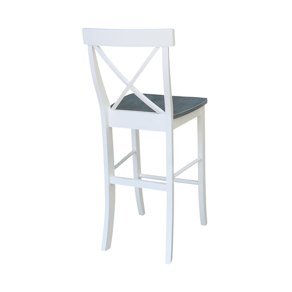 International Concepts X-back BarHeight Stool, 30" Seat Height, White/Heather Gray - S05-6133