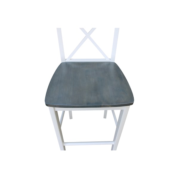 International Concepts X-back BarHeight Stool, 30" Seat Height, White/Heather Gray - S05-6133