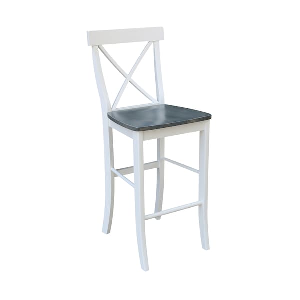 International Concepts X-back BarHeight Stool, 30" Seat Height, White/Heather Gray - S05-6133