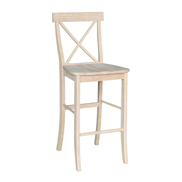International Concepts X-Back Stool, 30" Seat Height, Unfinished - S-6133