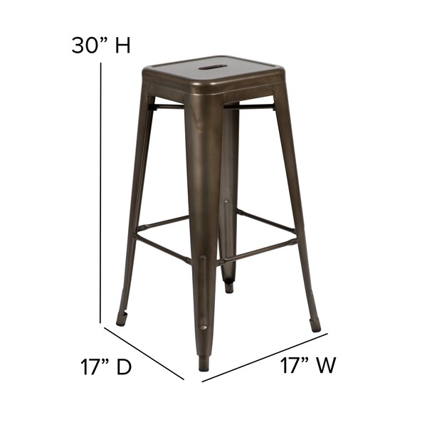 Flash Furniture 30" GN Metal Bar Stool-Black Poly Seat, 4PK - 4-ET-31320-30-GN-R-PL2B-GG