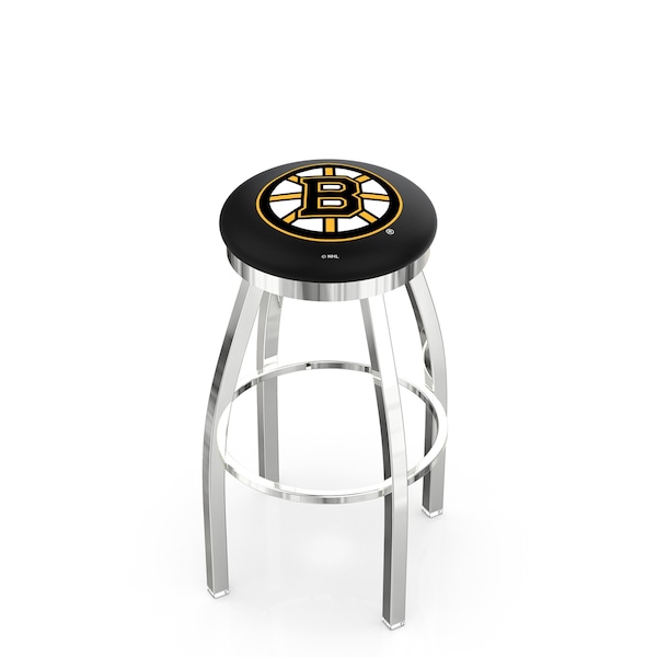 Holland Bar Stool Co 30" Chrome Boston Bruins Swivel Bar Stool, Accent Ring - L8C2C30BOSBRU