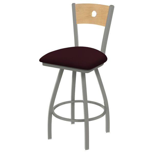 Holland Bar Stool Co 30" Swivel Counter Stool, SS Finish, Nat Back, Canter Bordeaux Seat - 83036ANNATMPLB005