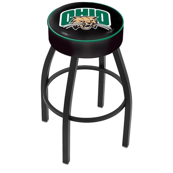 Holland Bar Stool Co 25" 4" Ohio University Cushion Seat, Blk Wrinkle Base Swivel Bar Stool - L8B125UNIVOH