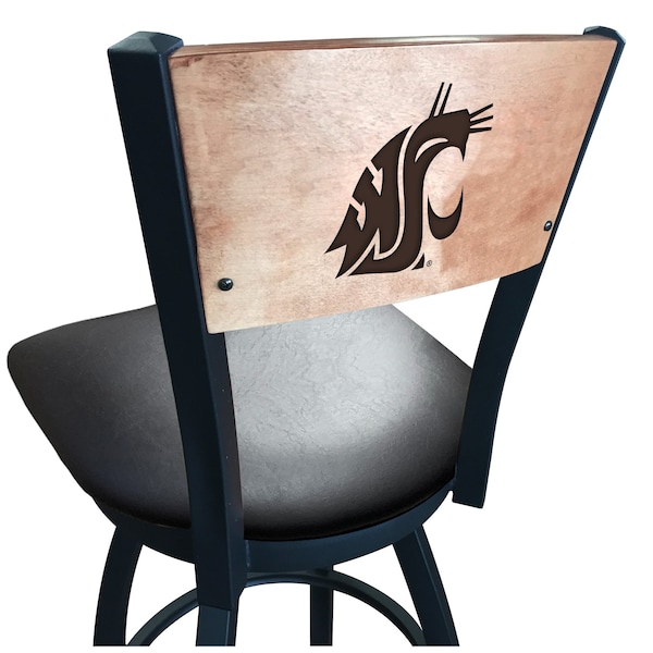 Holland Bar Stool Co 25" Blk Wrinkle Washington State Swivel Bar Stool, Laser Engraved Back - L03825BWMEDMPLAWASHSTBLKVINYL