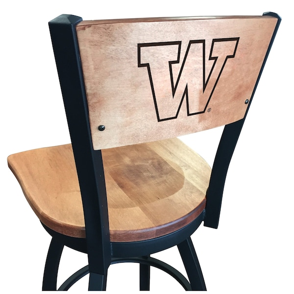 Holland Bar Stool Co 30" Blk Wrinkle Washington Swivel Bar Stool, Laser Engraved Back - L03830BWMEDMPLAWASHUNMEDMPL