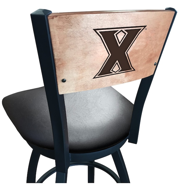 Holland Bar Stool Co 30" Blk Wrinkle Xavier Swivel Bar Stool, Laser Engraved Back - L03830BWMEDMPLAXAVIERBLKVINYL