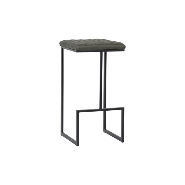 Payasadas Quincy Quilted Stitched Leather Bar Stools with Metal Frame Olive Green - PA3036410