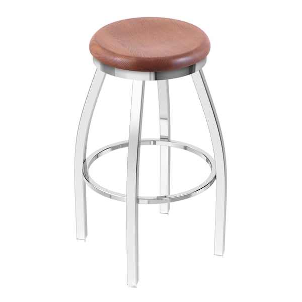Holland Bar Stool Co 30" Swivel Bar Stool, Chrome Finish, Med Oak Seat - 80230CHMEDOAK