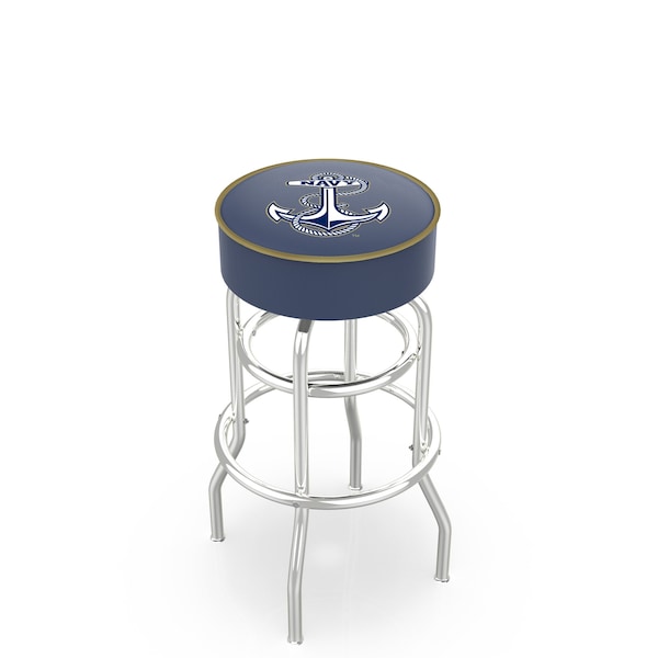 Holland Bar Stool Co 30" US Naval Academy NAVY Cushion Seat, 2-Ring Chrome Swivel Bar Stool - L7C130USNAVA