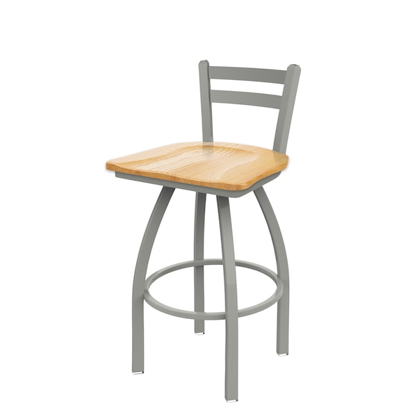 Holland Bar Stool Co 30" Low Back Swivel Bar Stool, Nickel Finish, Nat Oak Seat - 41130ANNATOAK