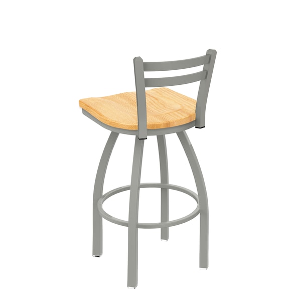 Holland Bar Stool Co 30" Low Back Swivel Bar Stool, Nickel Finish, Nat Oak Seat - 41130ANNATOAK