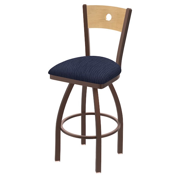 Holland Bar Stool Co 30" Swivel Counter Stool, Black Wrinkle, Nat Back, Graph Anchor Seat - 83030BZNATMPLB014