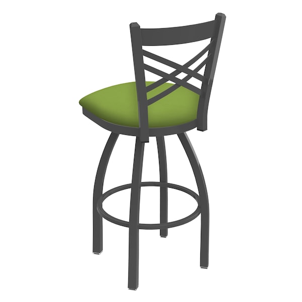 Holland Bar Stool Co 30" Swivel Bar Stool, Pewter Finish, Canter Kiwi Green Seat - 82030PW009