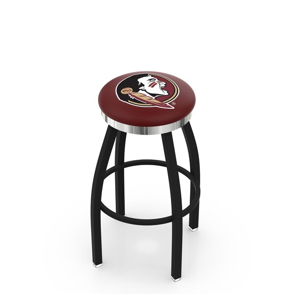 Holland Bar Stool Co 25" Blk Wrinkle Florida State Head Swivel Bar Stool, Chrome Ring - L8B2C25FSU-HD