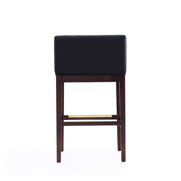 Manhattan Comfort Kingsley Barstool in Black and Dark Walnut - BS012-BK