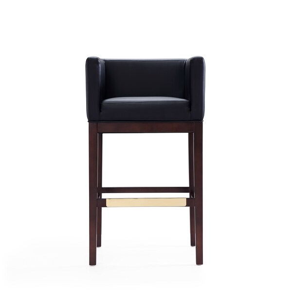 Manhattan Comfort Kingsley Barstool in Black and Dark Walnut - BS012-BK