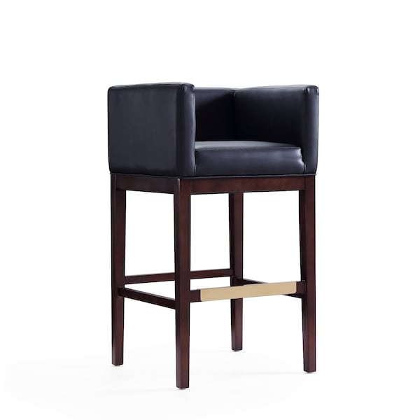 Manhattan Comfort Kingsley Barstool in Black and Dark Walnut - BS012-BK