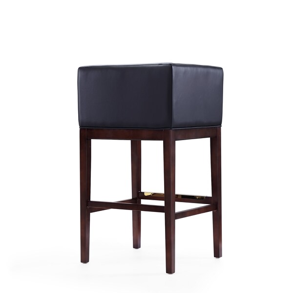 Manhattan Comfort Kingsley Barstool in Black and Dark Walnut - BS012-BK