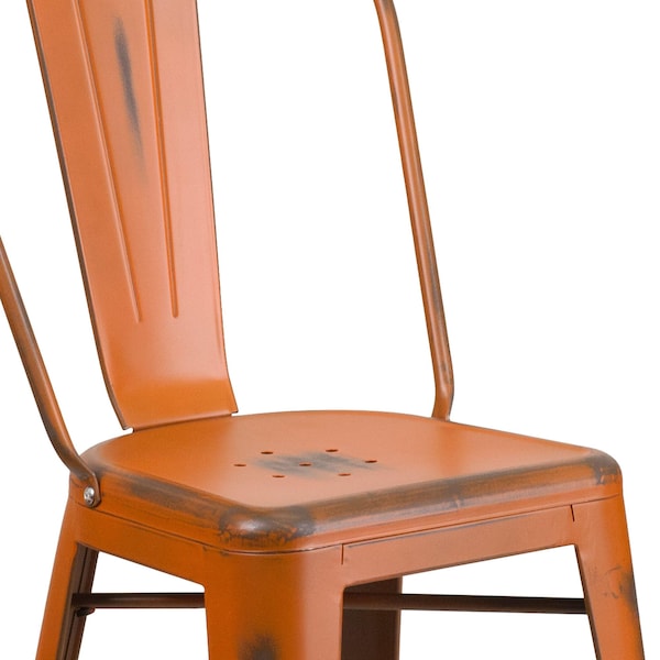 Flash Furniture Distressed Orange Metal Stool, PK4 - 4-ET-3534-24-OR-GG