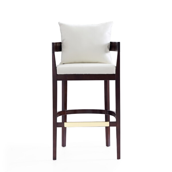 Manhattan Comfort Ritz Barstool in Ivory and Dark Walnut - BS013-IV