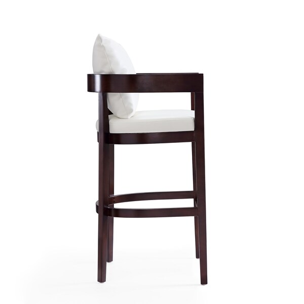 Manhattan Comfort Ritz Barstool in Ivory and Dark Walnut - BS013-IV