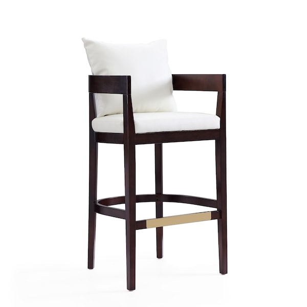 Manhattan Comfort Ritz Barstool in Ivory and Dark Walnut - BS013-IV