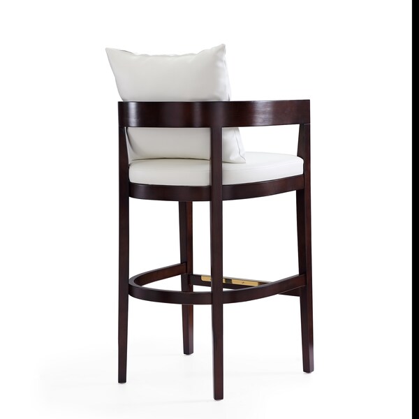 Manhattan Comfort Ritz Barstool in Ivory and Dark Walnut - BS013-IV
