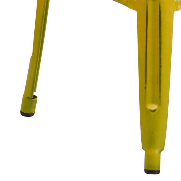 Flash Furniture 4PK 30"H Backless Distressed Yellow Metal Barstool - 4-ET-BT3503-30-YL-GG