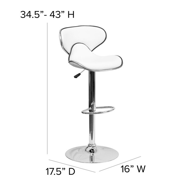 Flash Furniture White Vinyl Barstool, PK2 - 2-DS-815-WH-GG