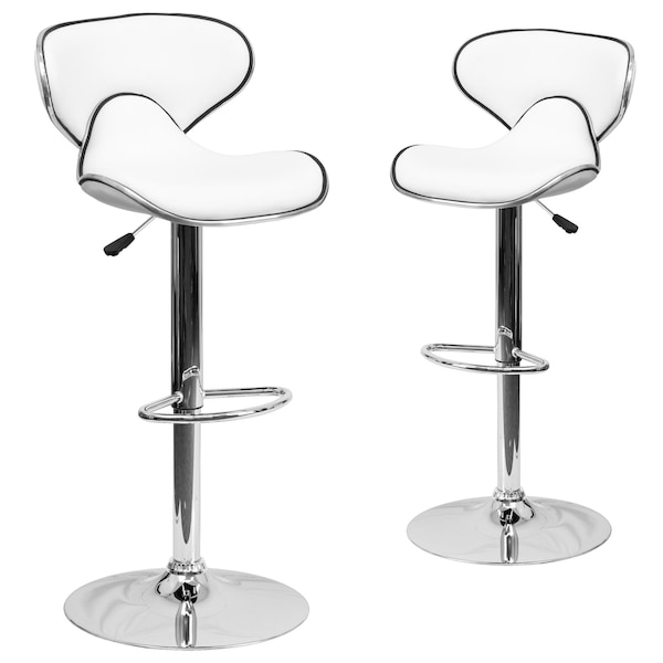 Flash Furniture White Vinyl Barstool, PK2 - 2-DS-815-WH-GG