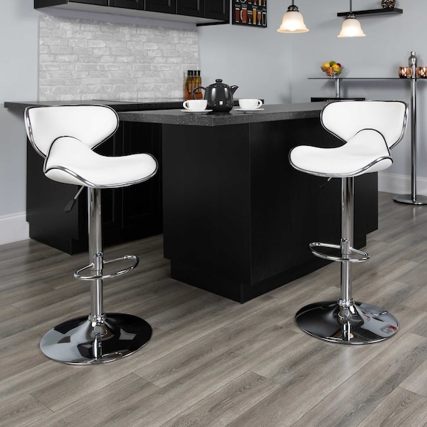 Flash Furniture White Vinyl Barstool, PK2 - 2-DS-815-WH-GG
