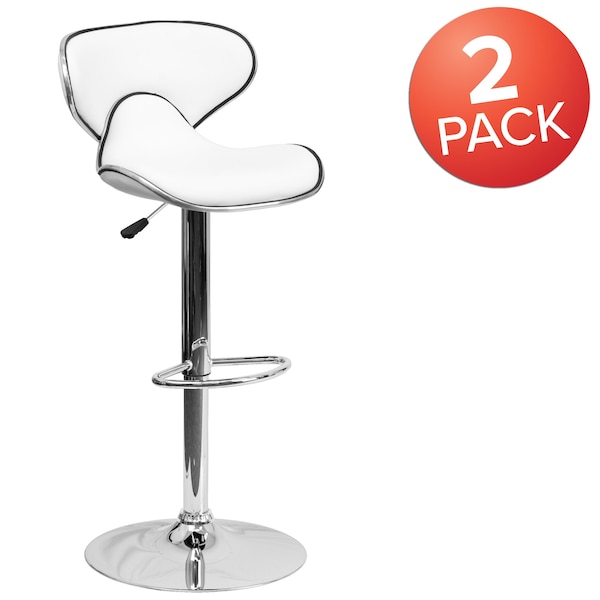 Flash Furniture White Vinyl Barstool, PK2 - 2-DS-815-WH-GG