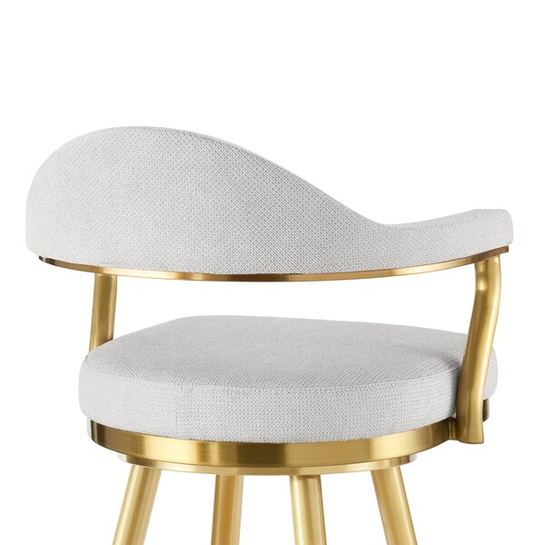 Armen Living Justin 30in Swivel Bar Stool with Gold Brushed Stainless Steel and Silver Fabric - LCJTBABGLSI30