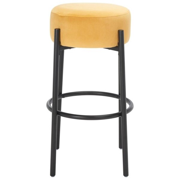 Safavieh 14.8 x 14.8 x 30 in. Paisleigh Metal Leg Barstool Mustard & Black - SFV5031D