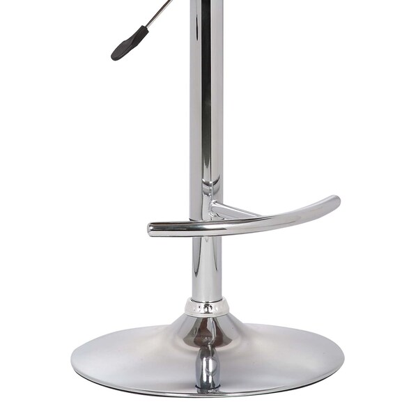 Armen Living Butterfly Adjustable Height Swivel Black Faux Leather and Walnut Wood Bar Stool with Chrome Base - LCBUBAWABL