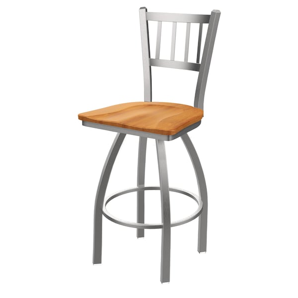 Holland Bar Stool Co 810 Contessa Stainless Steel 36in Swivel Bar Stool with Medium Maple Seat - 81036SSMEDMPL