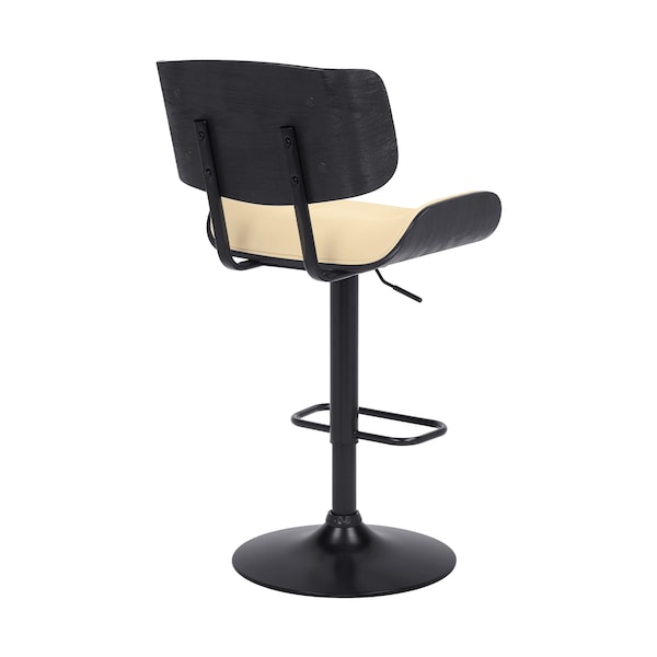 Armen Living Brooklyn Adjustable Swivel Cream Faux Leather and Black Wood Bar Stool with Black Base - LCBRBABLCR